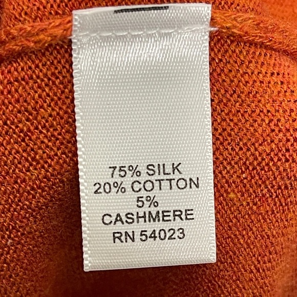 Banana Republic Luxury Brand V-Neck Silk Cashmere Cotton Blend Sweater Orange - Picture 5 of 5